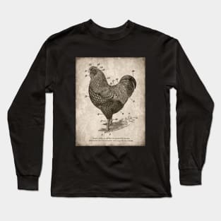 Vintage Chicken, Silver Wyandotte Long Sleeve T-Shirt